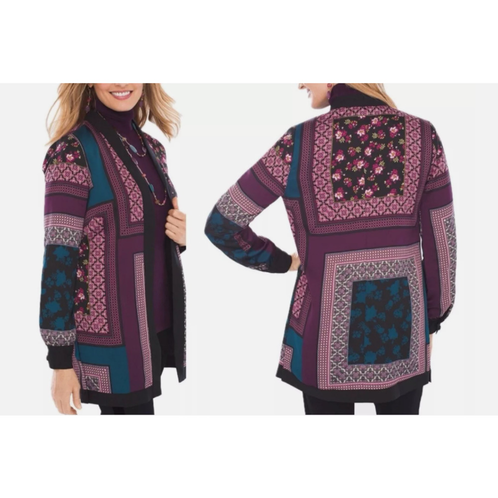 Chico's Womens Soft Patchwork Jacket Size 3